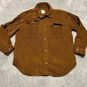 Kensie Jeans Shirt Womens Medium Brown Button Down Corduroy Jacket Shacket